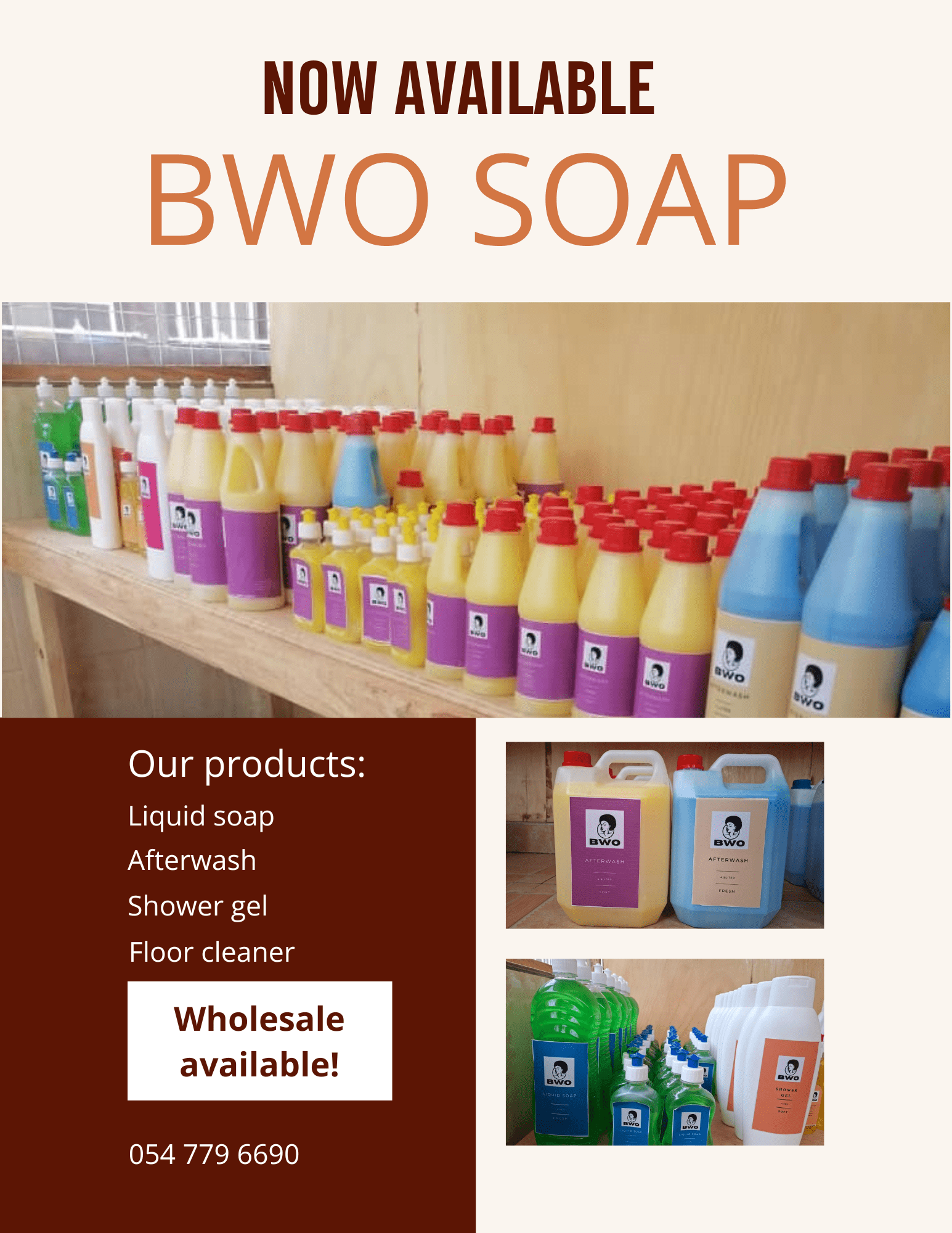 our different types of soap and cleaning products